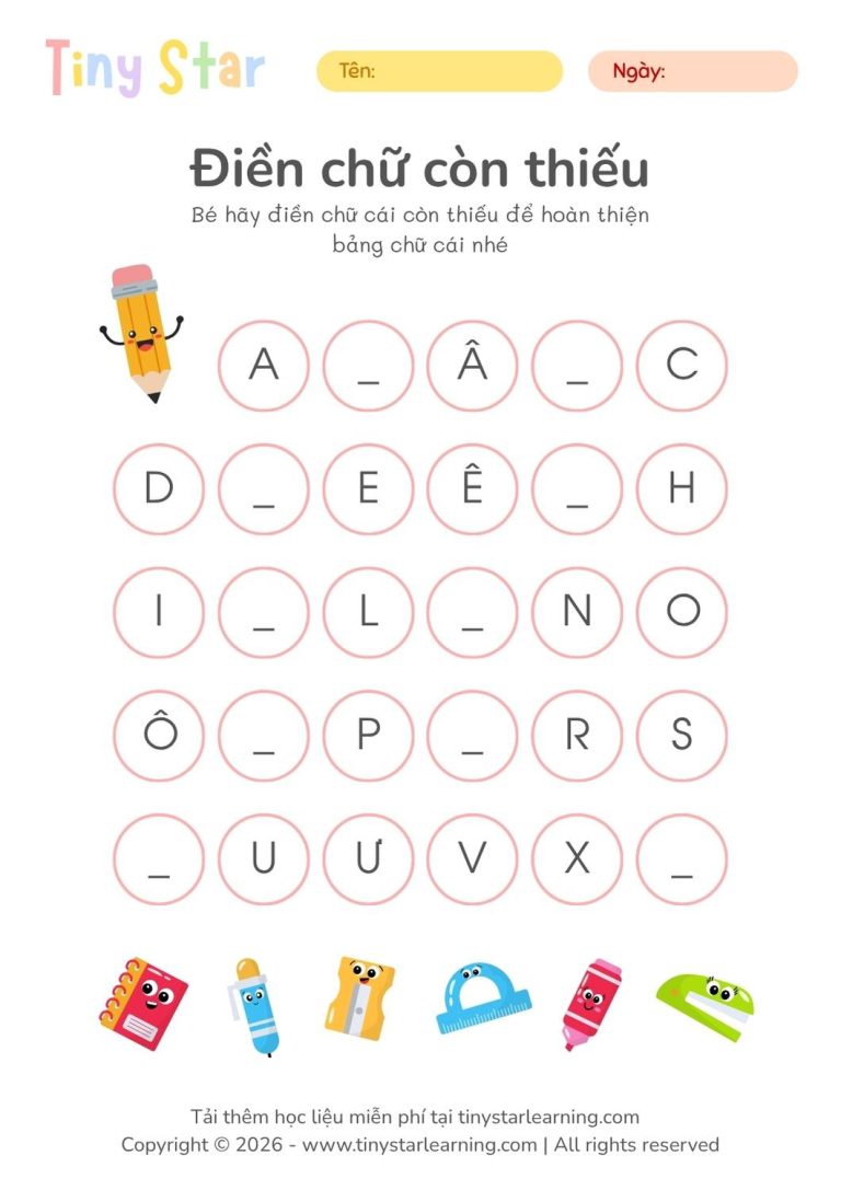 học liệu tiền tiểu học cho bé mầm non, tải file miễn phí