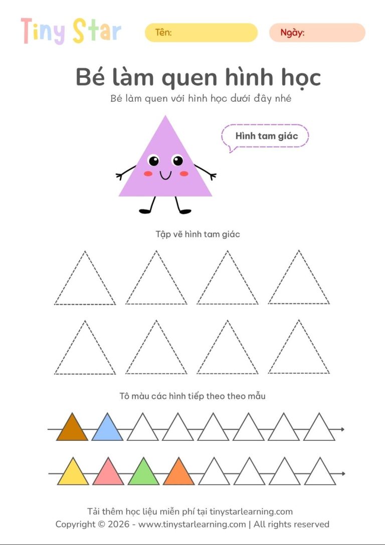 Học liệu toán tiền tiểu học cho bé mầm non, tải file miễn phí